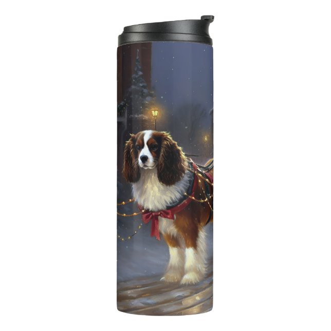 Cavalier King Charles Spaniel Christmas Festive  Thermal Tumbler (Rotated Left)