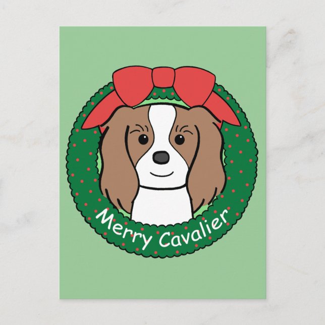 Cavalier King Charles Spaniel Christmas Holiday Postcard (Front)
