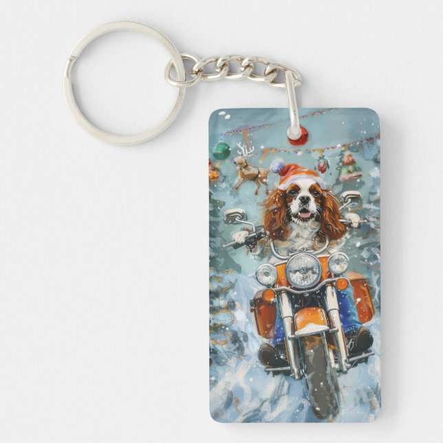Cavalier King Charles Spaniel Christmas Key Ring (Front)