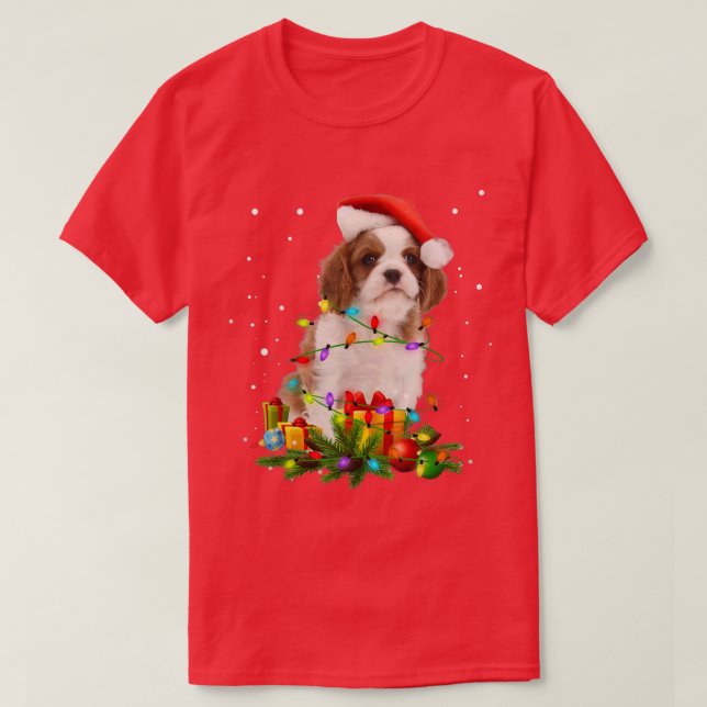 Cavalier King Charles Spaniel Christmas Lights Xma T-Shirt (Design Front)