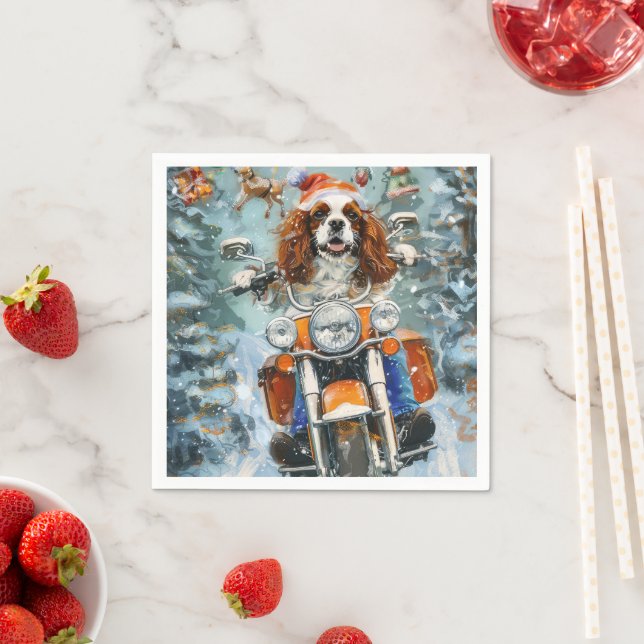Cavalier King Charles Spaniel Christmas Napkin (Insitu)