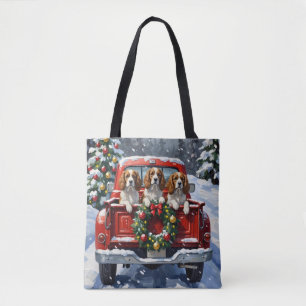 Cavalier King Charles Spaniel Christmas Red Truck Tote Bag