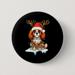 Cavalier King Charles Spaniel Christmas Reindeer P 6 Cm Round Badge