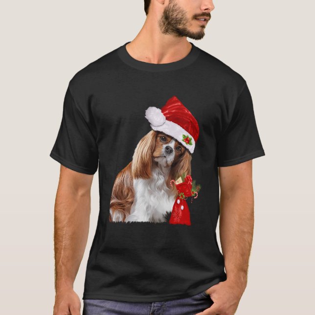 Cavalier King Charles Spaniel Christmas Shirt Sant (Front)