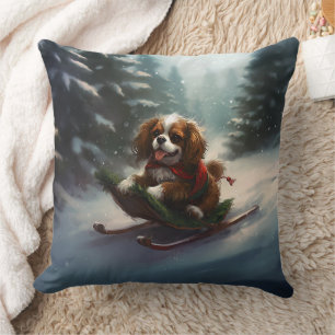 Cavalier King Charles Spaniel  Christmas snow Cushion