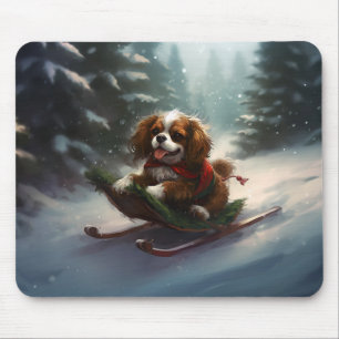 Cavalier King Charles Spaniel Christmas snow Mouse Mat