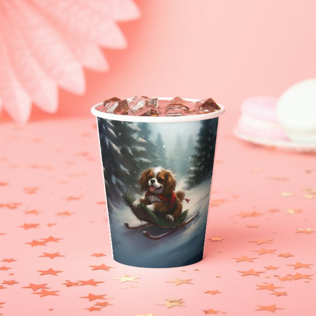 Cavalier King Charles Spaniel  Christmas snow Paper Cups (Insitu)