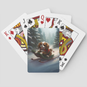 Cavalier King Charles Spaniel Christmas snow Playing Cards