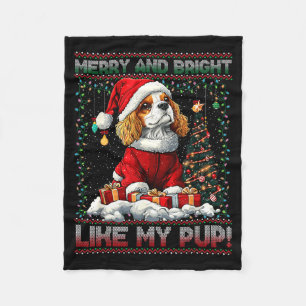 Cavalier King Charles Spaniel Christmas Tree Decor Fleece Blanket