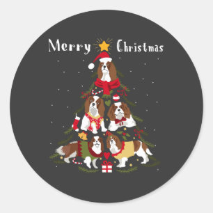 Cavalier King Charles Spaniel Christmas Tree Xmas Classic Round Sticker