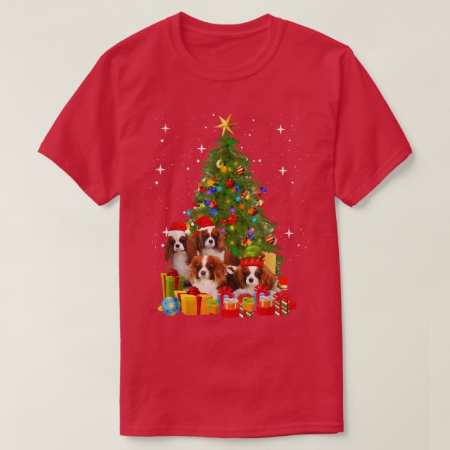 Cavalier King Charles Spaniel Christmas Tree Xmas  T-Shirt (Design Front)