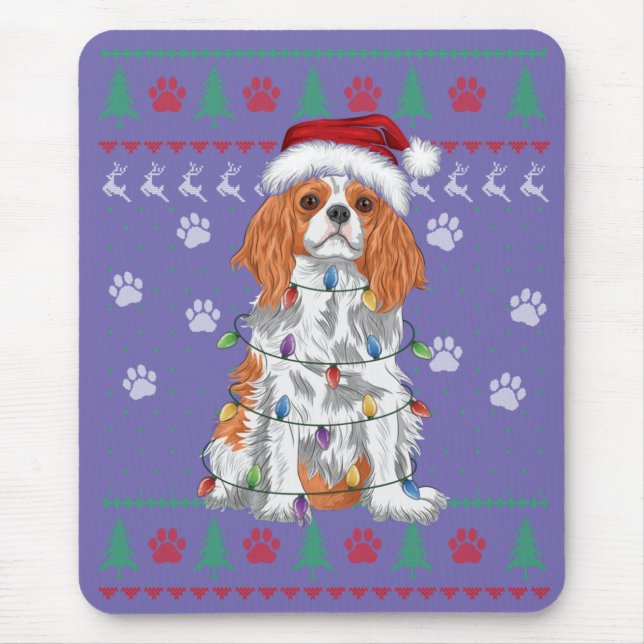 Cavalier King Charles Spaniel Christmas Ugly Sweat Mouse Mat (Front)