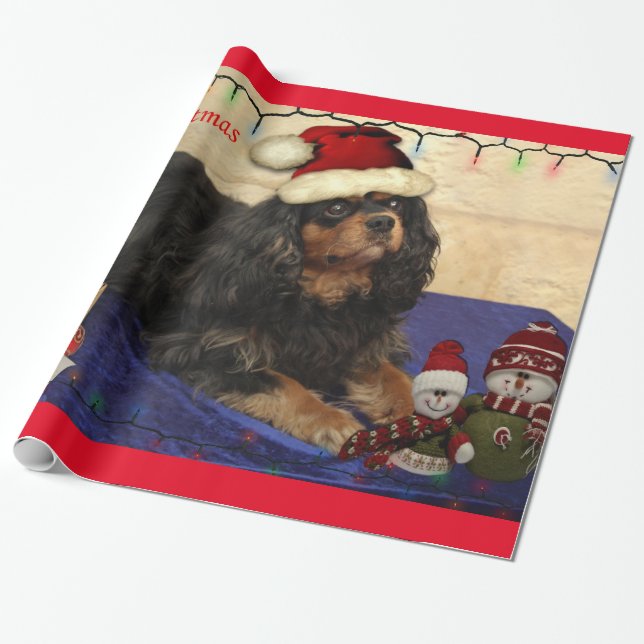 Cavalier King Charles Spaniel Christmas wrap Wrapping Paper (Unrolled)