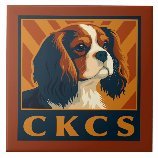 Cavalier King Charles Spaniel CKCS Retro Tile (Front)