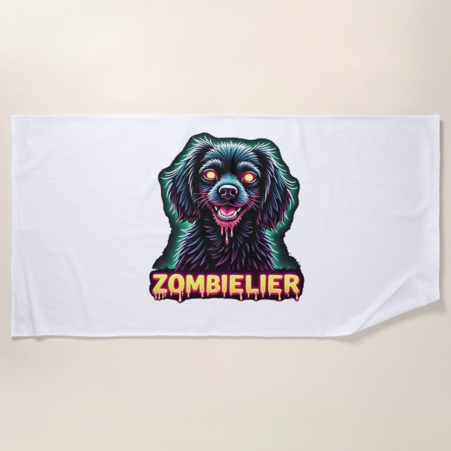Cavalier King Charles Spaniel CKCS Zombie Dog Hall Beach Towel (Front)