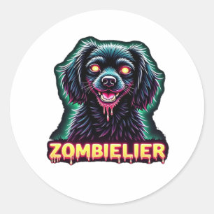 Cavalier King Charles Spaniel CKCS Zombie Dog Hall Classic Round Sticker