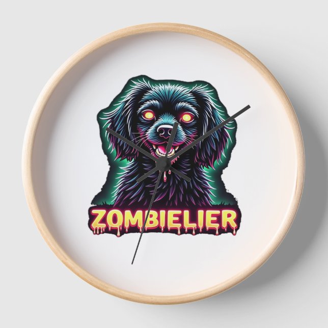 Cavalier King Charles Spaniel CKCS Zombie Dog Hall Clock (Front)