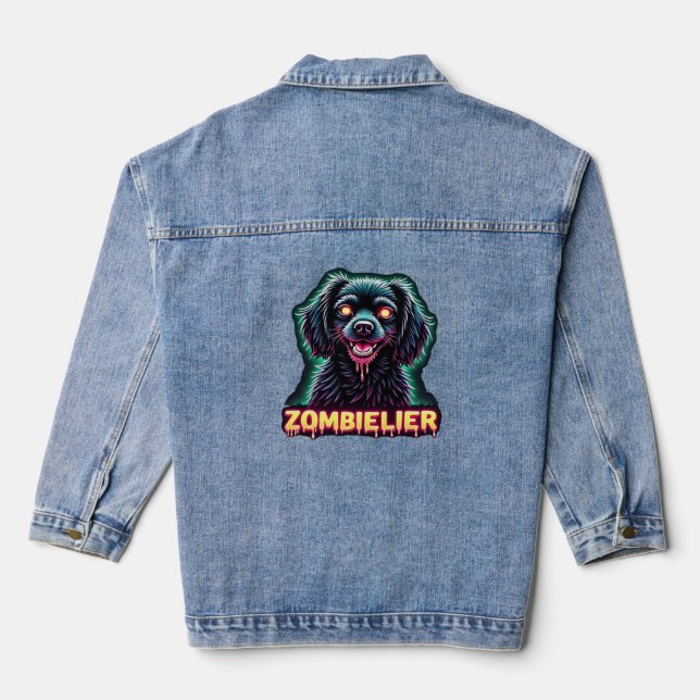 Cavalier King Charles Spaniel CKCS Zombie Dog Hall Denim Jacket (Back)