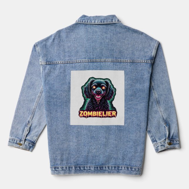 Cavalier King Charles Spaniel CKCS Zombie Dog Hall Denim Jacket (Back)