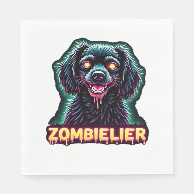 Cavalier King Charles Spaniel CKCS Zombie Dog Hall Napkin (Front)