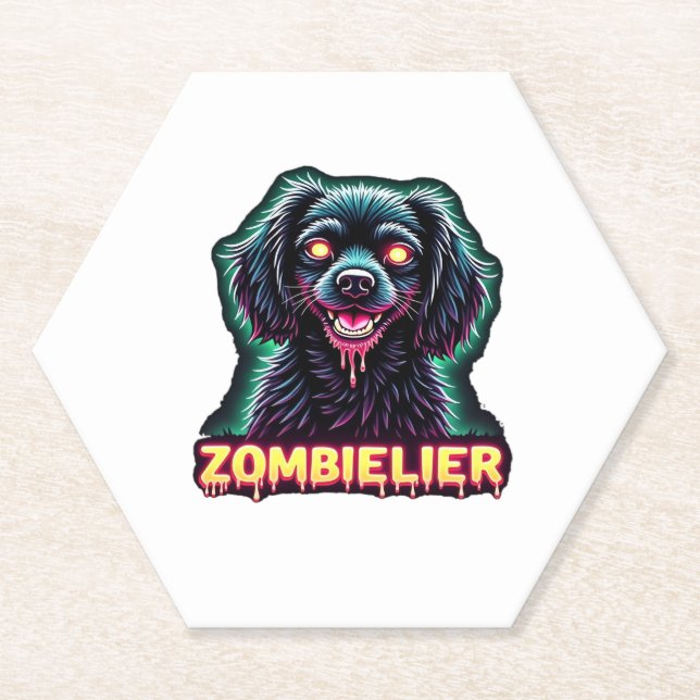 Cavalier King Charles Spaniel CKCS Zombie Dog Hall Paper Coaster (Front)