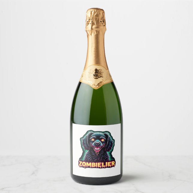 Cavalier King Charles Spaniel CKCS Zombie Dog Hall Sparkling Wine Label (Front)