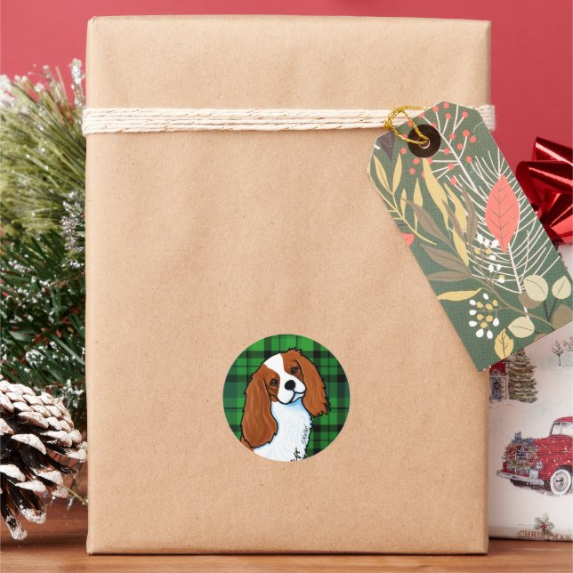Cavalier King Charles Spaniel Classic Round Sticke Sticker (Holiday)