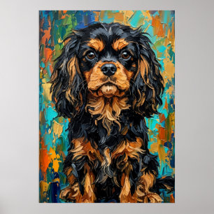 Cavalier King Charles Spaniel Colourful Palette Kn Poster