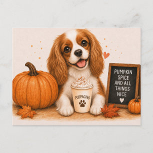 Cavalier King Charles Spaniel Cozy Pumpkin Spice Postcard