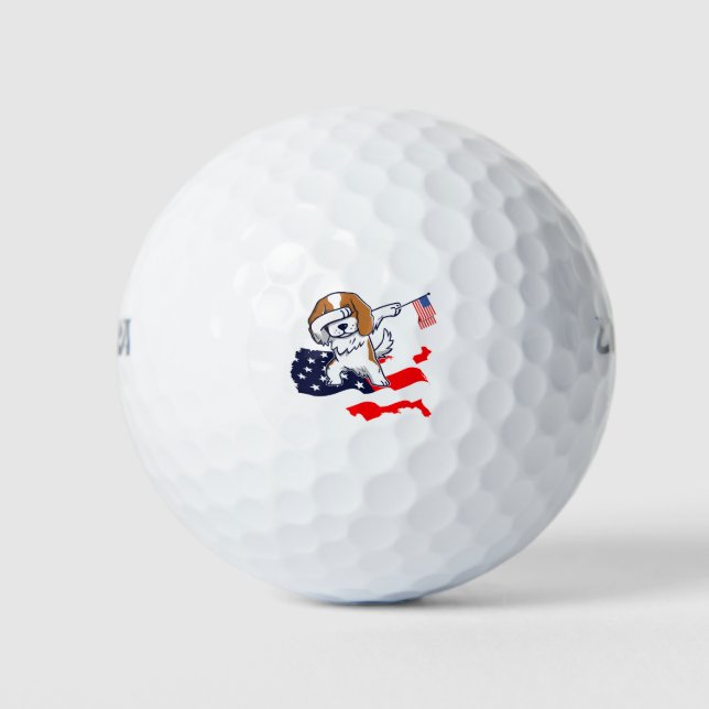 Cavalier King Charles Spaniel Dab Dance Golf Balls (Front)