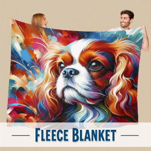 Cavalier King Charles Spaniel Dog Acrylic Art Fleece Blanket