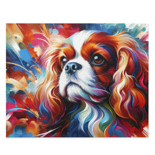 Cavalier King Charles Spaniel Dog Acrylic Art Jigsaw Puzzle