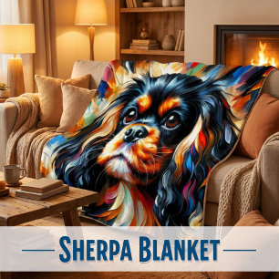 Cavalier King Charles Spaniel Dog Acrylic Print Sherpa Blanket