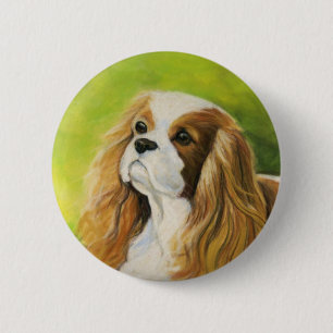 "Cavalier King Charles Spaniel" Dog Art Button