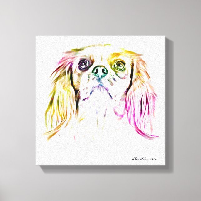 Cavalier King Charles Spaniel Dog Art Painting Canvas Print (Front)