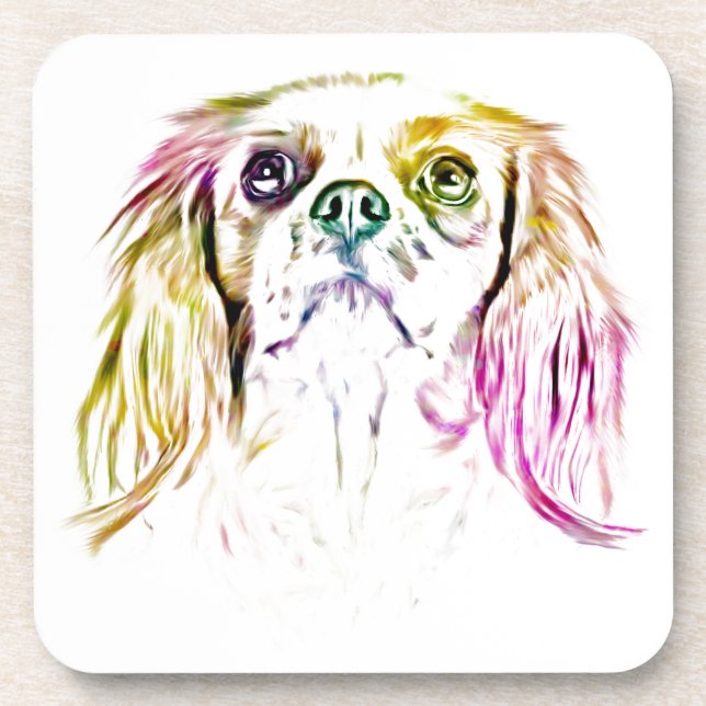 Cavalier King Charles Spaniel Dog Art Painting Coaster (Front)