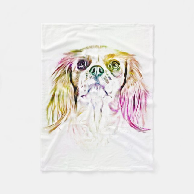 Cavalier King Charles Spaniel Dog Art Painting Fleece Blanket (Front)