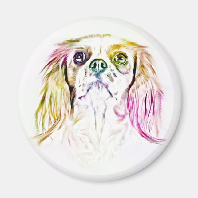 Cavalier King Charles Spaniel Dog Art Painting Magnet (Front)