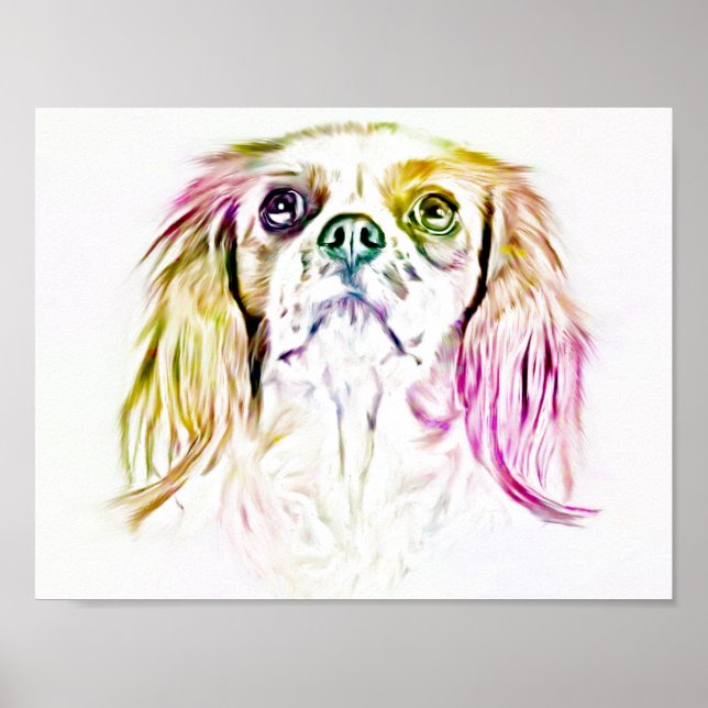 Cavalier King Charles Spaniel Dog Art Painting Poster (Front)