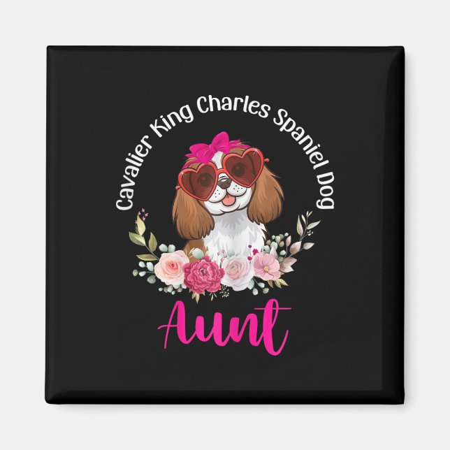 Cavalier King Charles Spaniel Dog Aunt Floral Vale Magnet (Front)