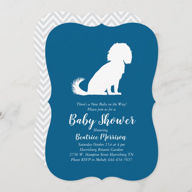 Cavalier King Charles Spaniel Dog Baby Shower Boy Invitation (Front/Back)
