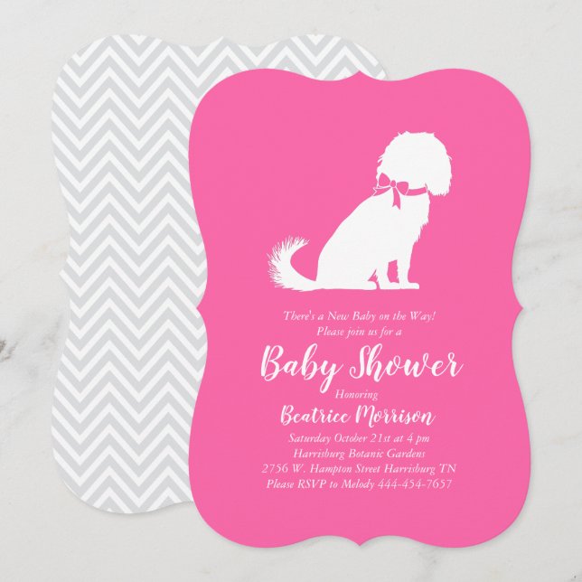 Cavalier King Charles Spaniel Dog Baby Shower Girl Invitation (Front/Back)