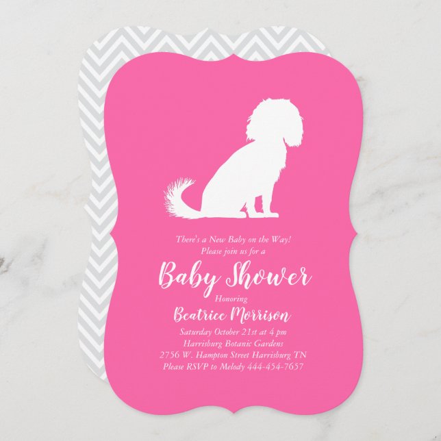 Cavalier King Charles Spaniel Dog Baby Shower Girl Invitation (Front/Back)