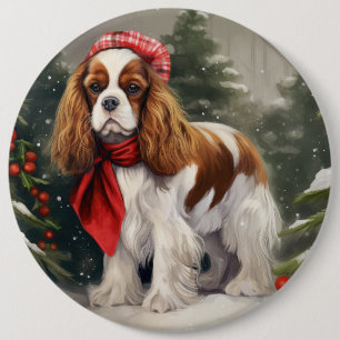 Cavalier King Charles Spaniel Dog Christmas 6 Cm Round Badge