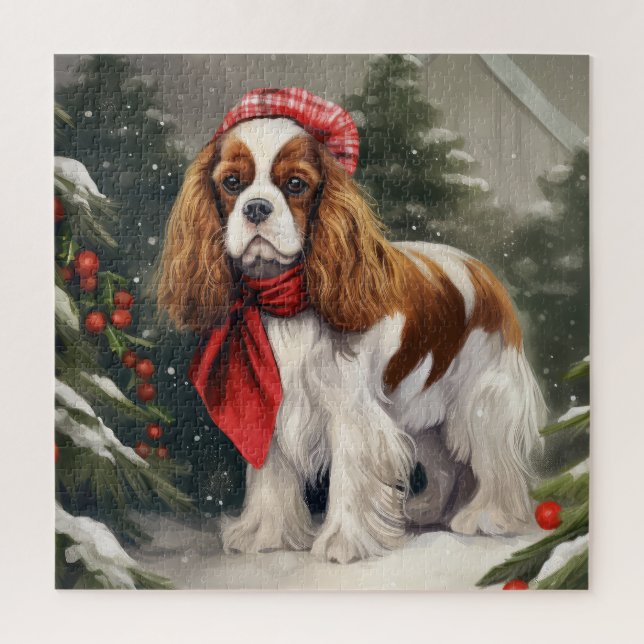 Cavalier King Charles Spaniel Dog Christmas Jigsaw Puzzle (Vertical)