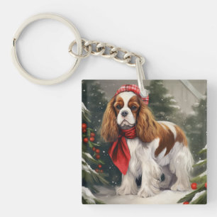 Cavalier King Charles Spaniel Dog Christmas Key Ring