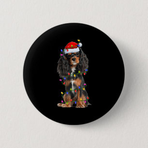 Cavalier King Charles Spaniel Dog Christmas Lights 6 Cm Round Badge