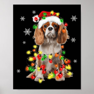 Cavalier King Charles Spaniel Dog Christmas Lights Poster