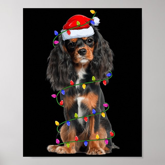 Cavalier King Charles Spaniel Dog Christmas Lights Poster (Front)