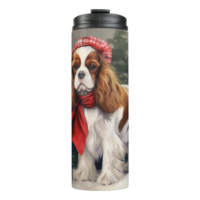 Cavalier King Charles Spaniel Dog Christmas Thermal Tumbler (Front)